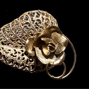 1940s Intricate Leaf & Rose Brooch